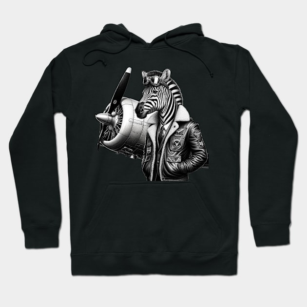 Funny Zebra Pilot Hoodie by Merchweaver